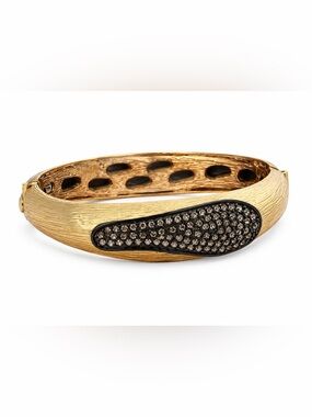David Yurman Gold and Black Pave Crystal Hinged Bangle Bracelet